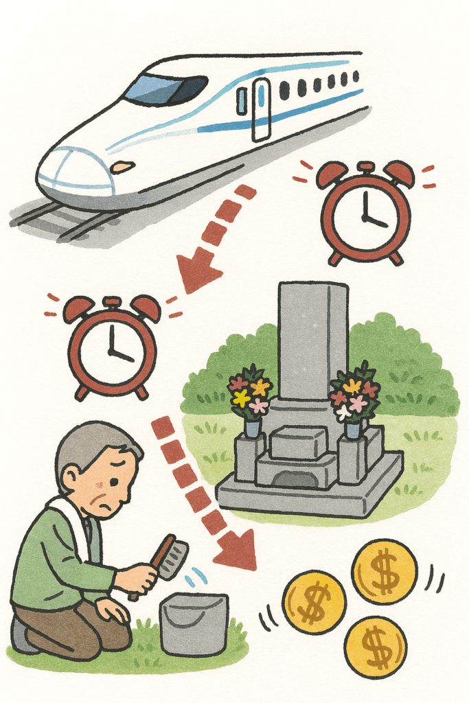 移動してお墓掃除